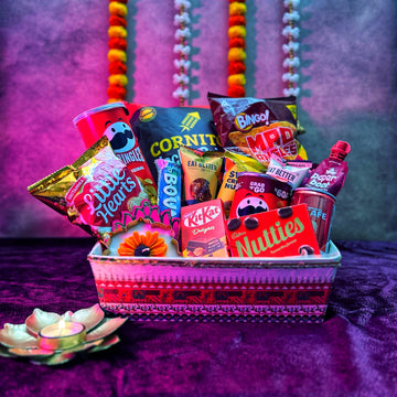 Maharaja Bhog Gourmet Basket – Luxury Festive Gift with Snacks, Chocolates, Coffee & Candle