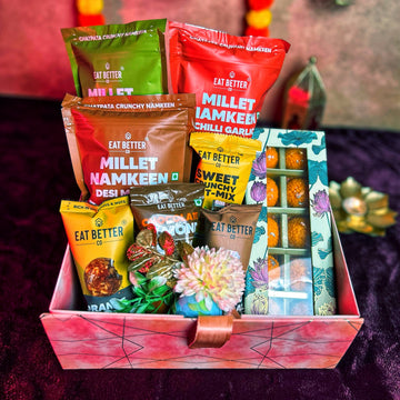 Sparkle & Sweetness Gourmet Box – Festive Hamper with Laddu Candles, Namkeens & Chocolate Laddus
