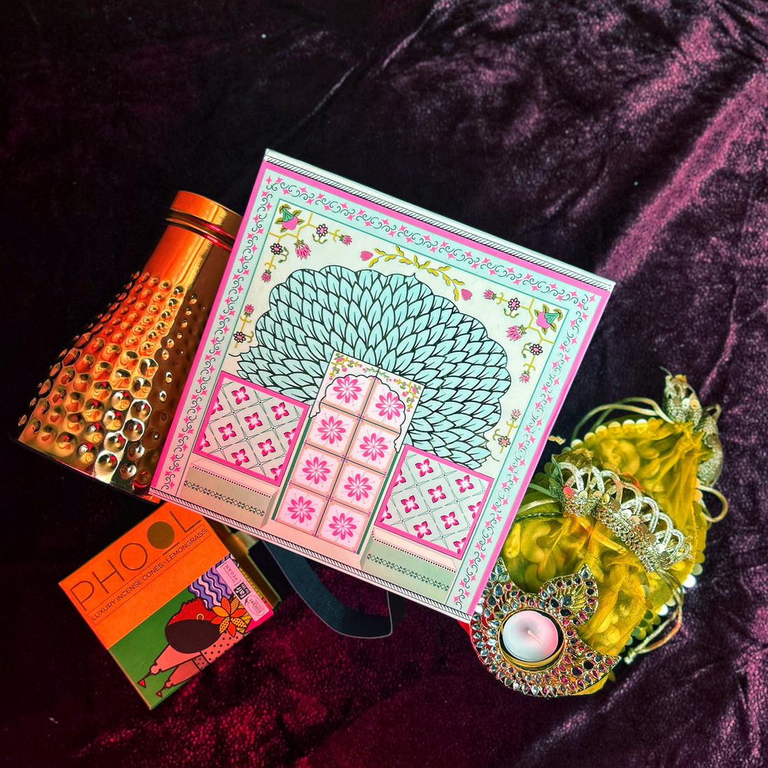 Aabroo Gift Box – Premium Festive Hamper with Copper Bottle, Dry Fruits & Décor